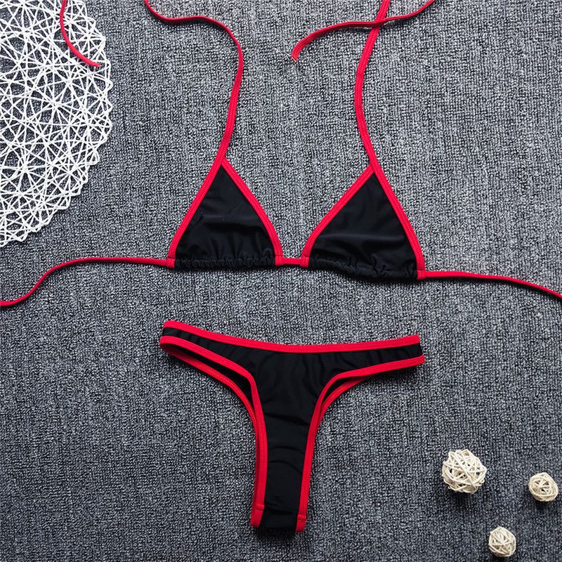 Nuovo bikini sexy da donna, senza schienale, piccolo, fresco, multicolore, con spacco, costume da bagno femminile, bikini a pois_voghion.com