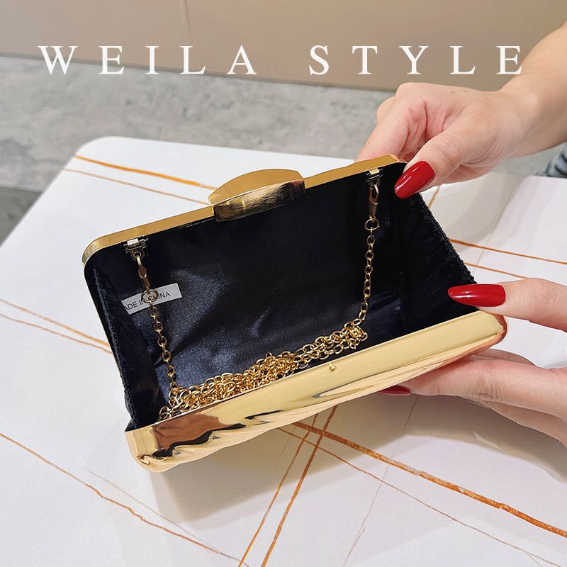 Borsa a tracolla rigida da sera in metallo di alta qualità, da donna, con catena, per banchetti e feste_voghion.com