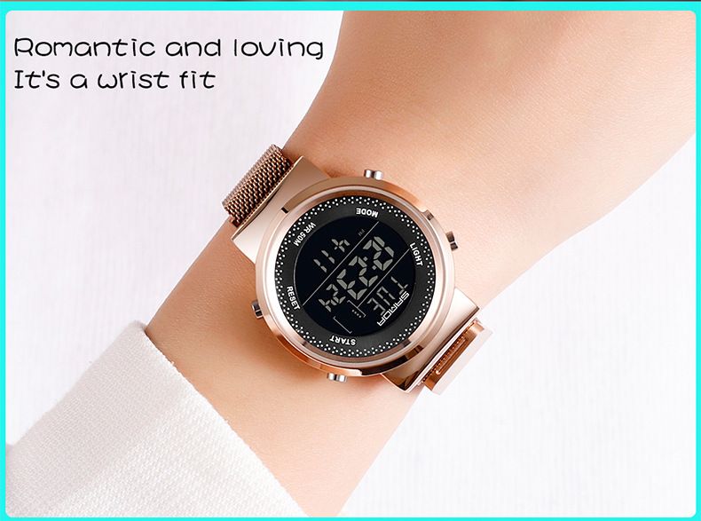 Digital Sports Watch With LED Backlight, Waterproof 30M, Lightweight Alloy Case, Durable Mesh Strap, Unisex Minimalist For Casual Active Lifestyle_voghion.com