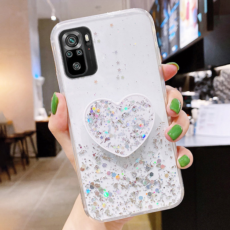 Til Xiaomi Redmi Note 10 9 8 7 11 Pro Plus 10S 9S Etui Glitter Cover Xiaomi Poco F3 X3 NFC M3 M4 Pro Mi 11T Hjerteholder_voghion.com