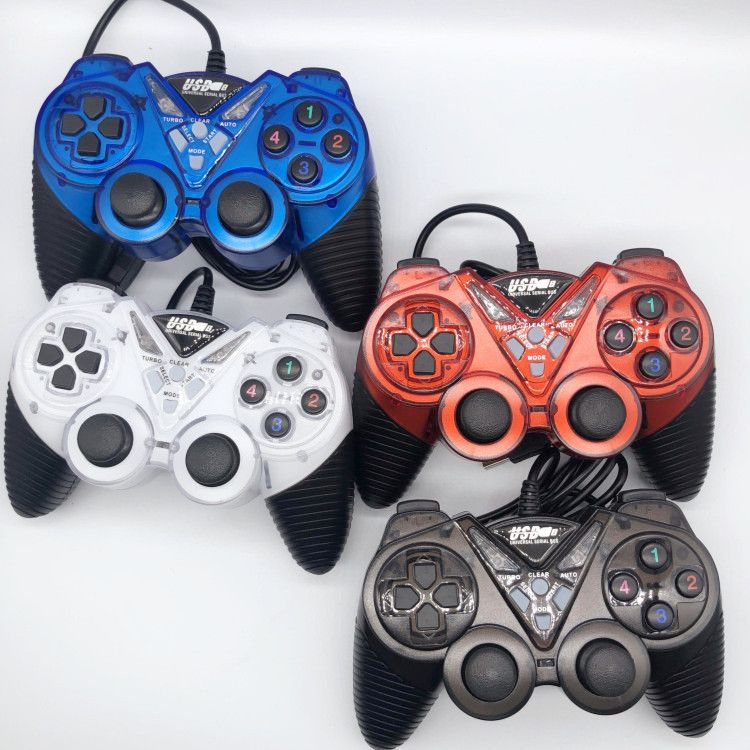 USB Vibration Game Transparent Colorful Computer PC Wired Controller E-sports_voghion.com