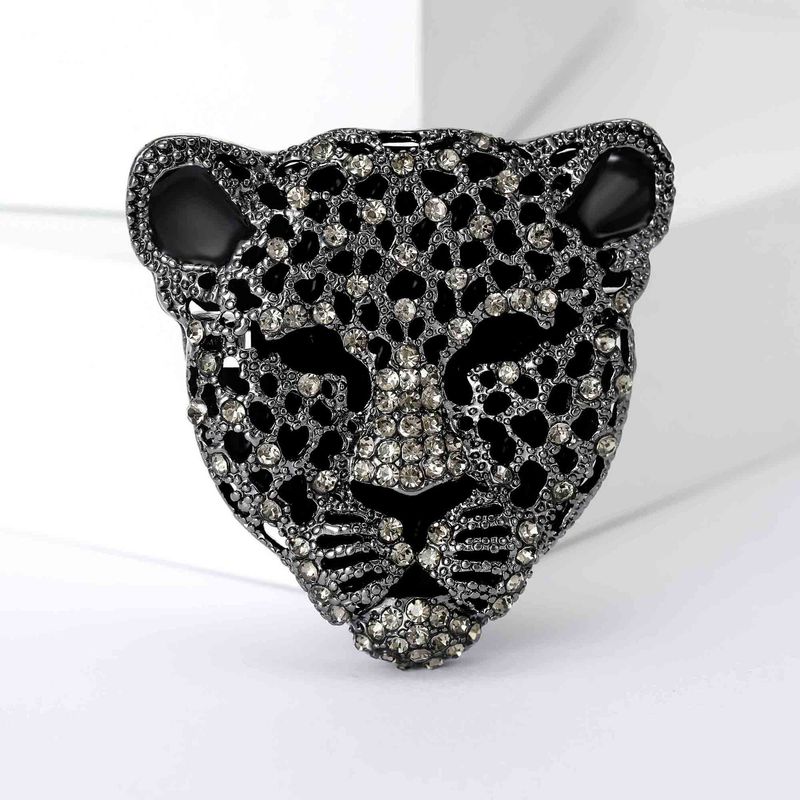 Fashion Rhinestone Leopard Head Alloy Accessory Versatile Animal Pin Brooch_voghion.com