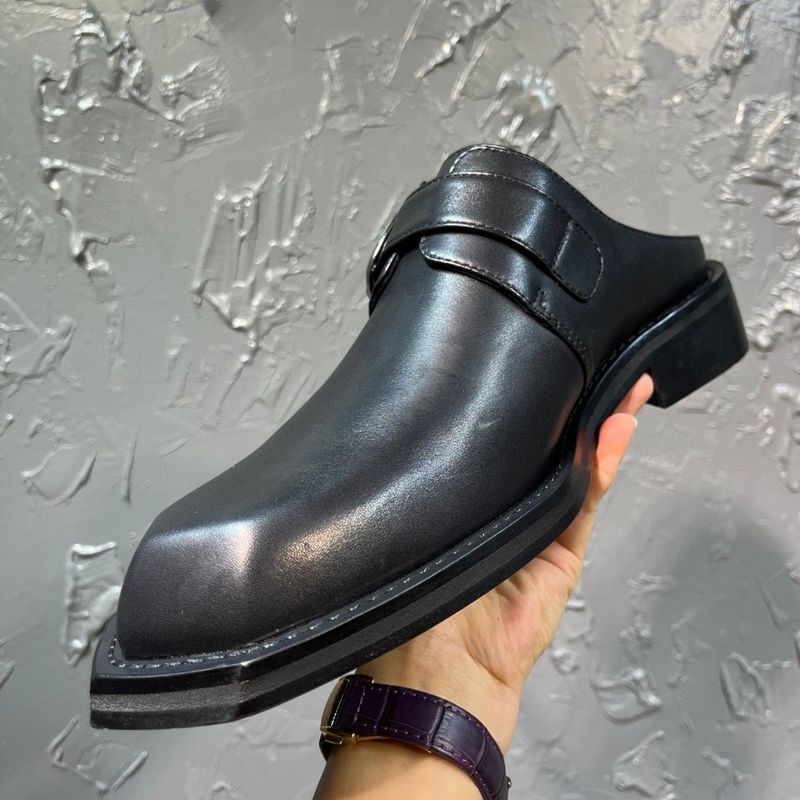 Small Lazy People Geschlossene Zehen-Halbschuhe Leder Flow F268 Lässige britische Stil Trendy Schuhe Herren Sandalen_voghion.com
