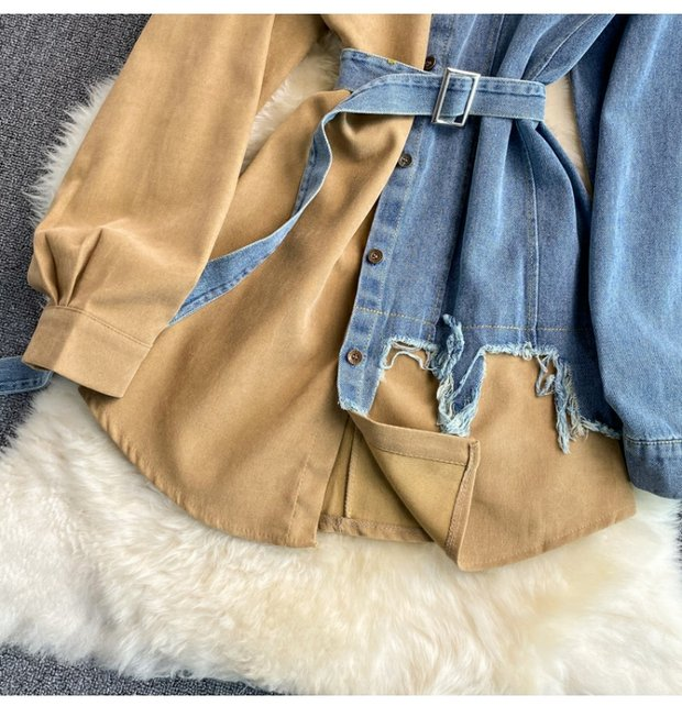 Damen Jeans Patchwork Reverskleed_voghion.com
