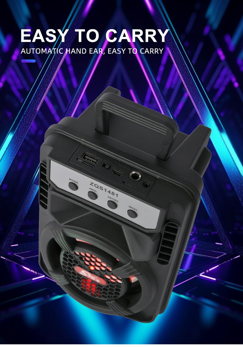 ZQS1481 Square Dance Heavy Bass Wireless Bluetooth Speaker Small Audio Outdoor Microphone 4 Inch Household_voghion.com