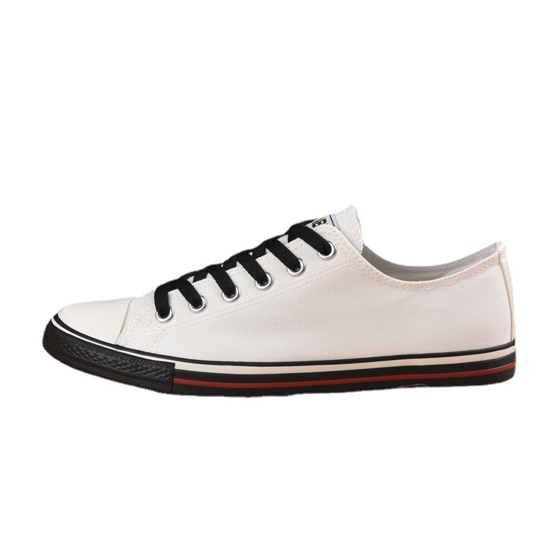 Canvas Men's Black Student Small White Flat Sole Lace Up Casual Board Shoes 139_voghion.com