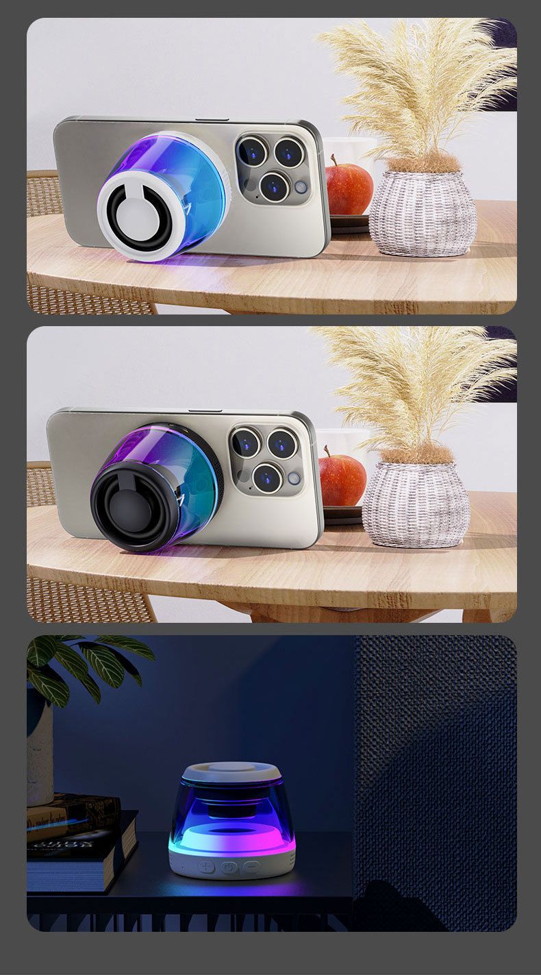M2 Mini Magnetic RGB Portable Magnetic Phone Holder Ring Wireless Sound Box Bluetooth Speaker Tower_voghion.com