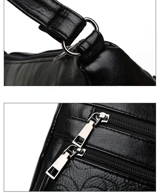 Kvinnor Moderväska Medelålders Äldre Shoulder Messenger Crossbody-väska Handväskor Handväskor Bolsa 3 dragkedjor_voghion.com
