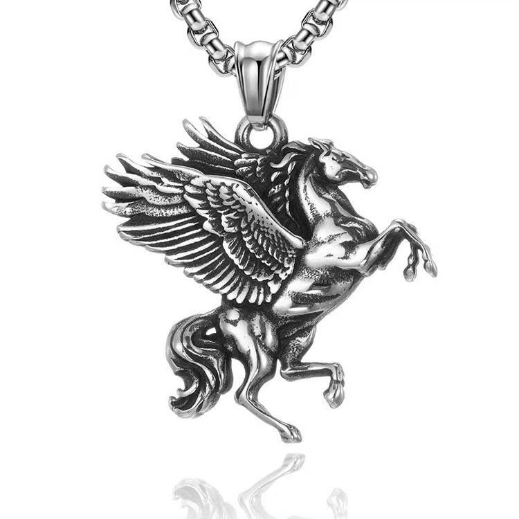 Coole mannen jongens vliegend paard pegasus hanger ketting roestvrij staal mannen punk retro vintage cool vaderdag vader cadeau_voghion.com