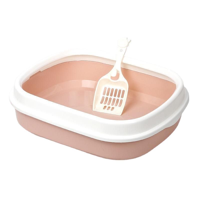 Grote halfgesloten kattenbak met anti-spatlaag in Scandinavische stijl, kattenbakschep, huisdierbenodigdheden_voghion.com