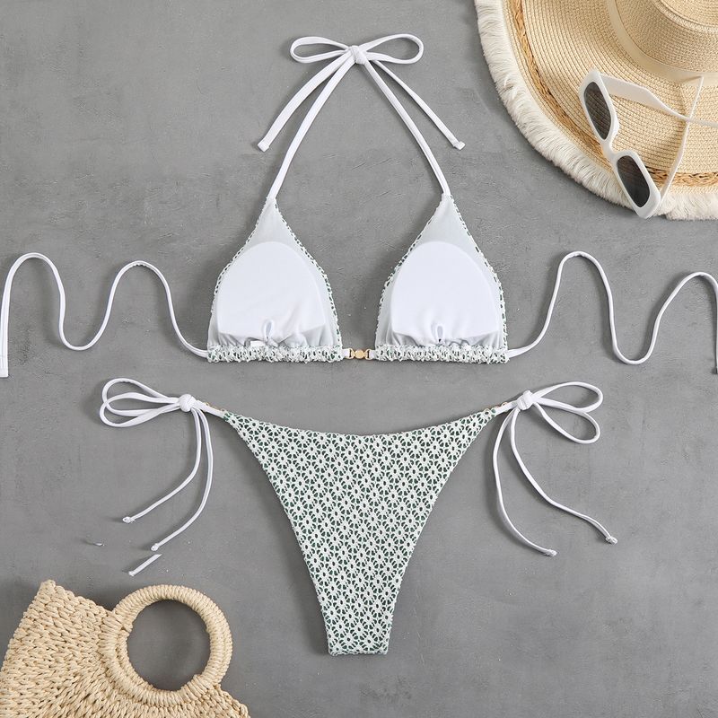 2025 Two-Piece Swimsuit Sexy Halter Tie Bikini Swimwear For Women_voghion.com