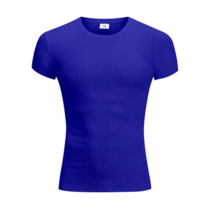 2024 Herren Sommer Einfarbiges Casual Loose Vertical Stripe Rundhals T-Shirt Kurzarm_voghion.com
