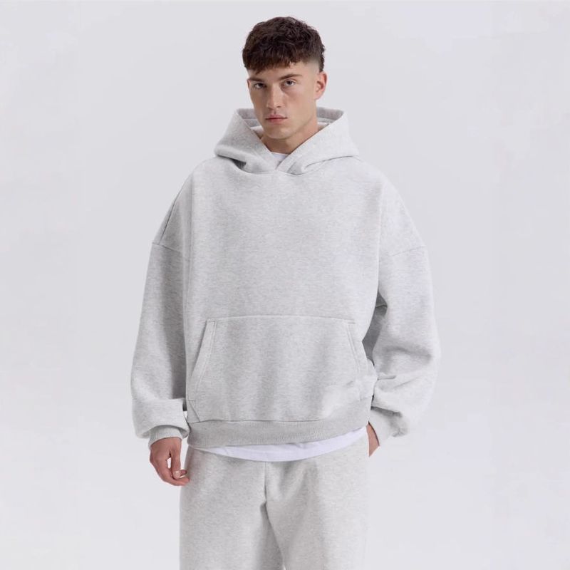 Felpa in pile da uomo, tinta unita, pullover da coppia, ampia, di media lunghezza, alla moda_voghion.com