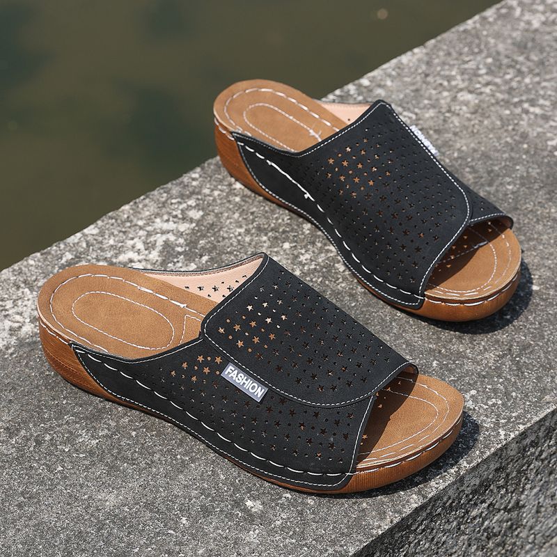 Ciabatte con zeppa taglie forti 2025 primavera, nuove, versatili, con suola spessa, leggere e alla moda, per donna_voghion.com