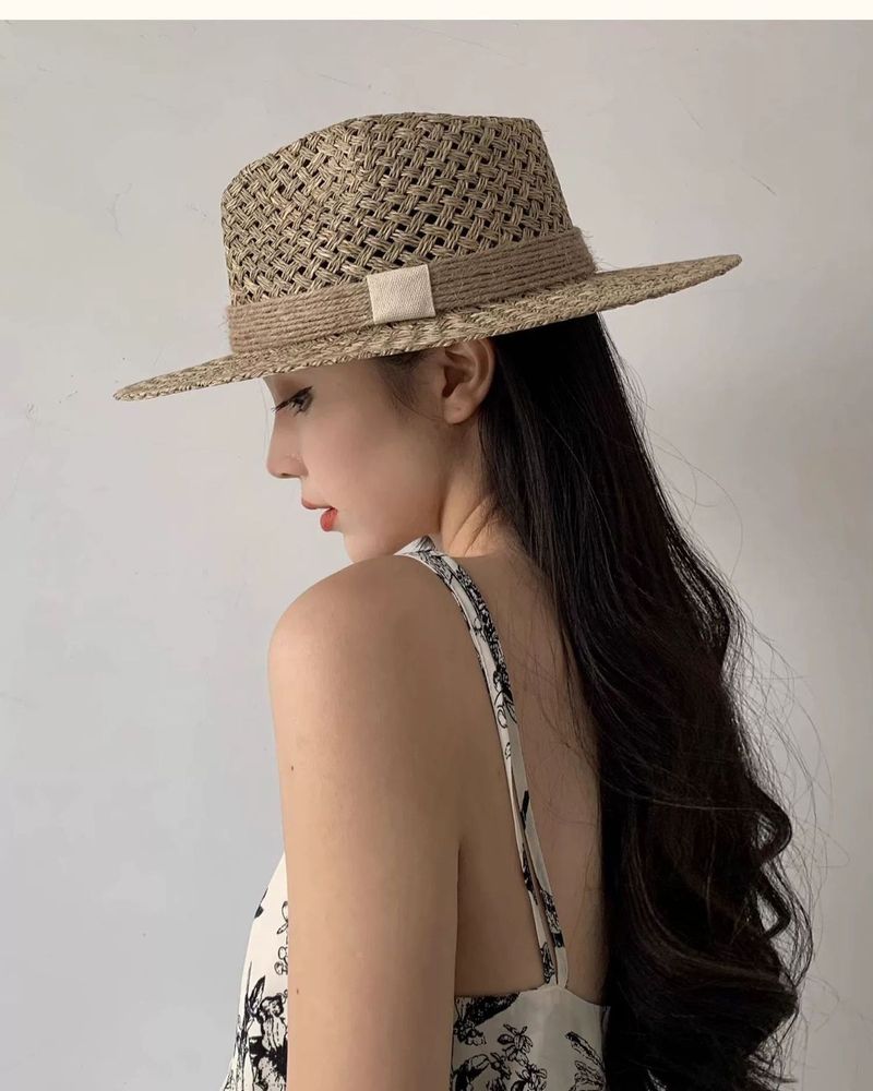 Cappello da spiaggia in paglia Panama Jazz intrecciata in stile francese, per uomo e donna, con parasole estivo_voghion.com