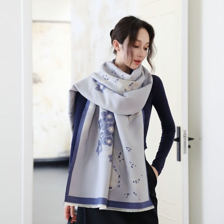 2025 Winter New Imitation Cashmere Printed Scarf Women's High-end Temperament Versatile Warm Shawl Scarf Dual-purpose_voghion.com