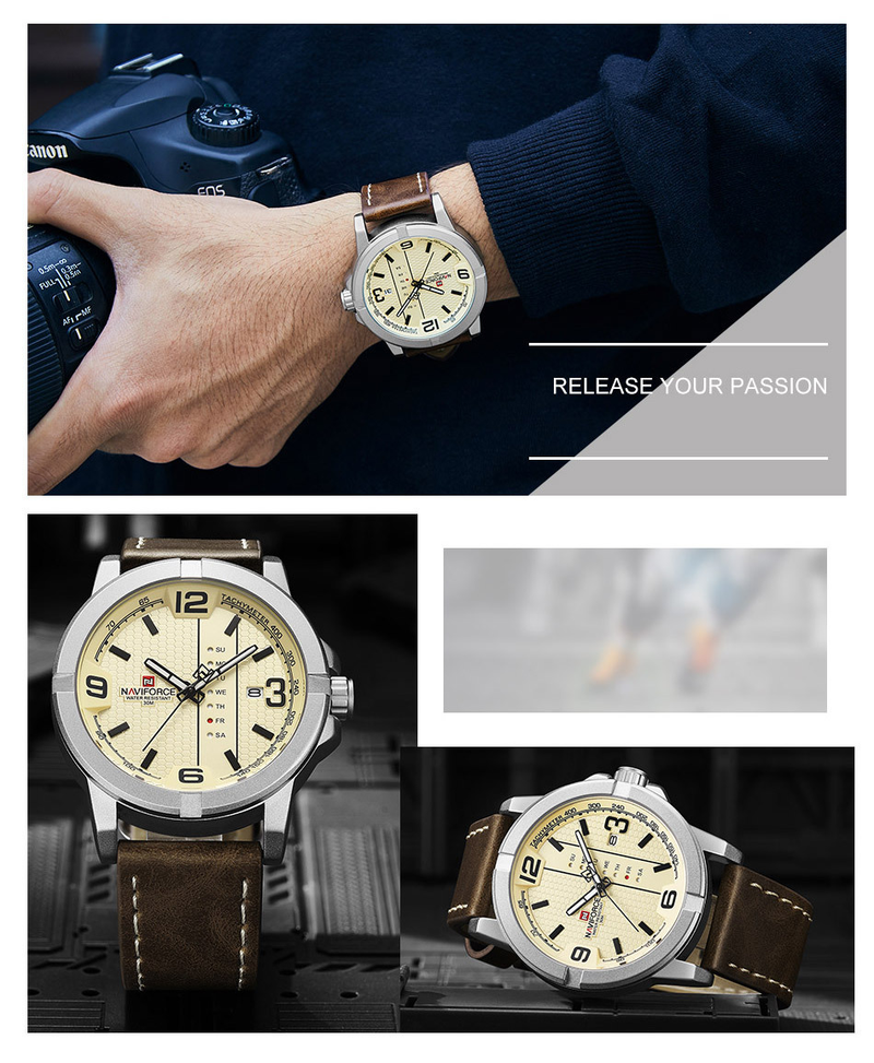 NAVIFORCE/Lingxiang 9177 Waterproof Quartz PU with Calendar Men's Business Watch_voghion.com