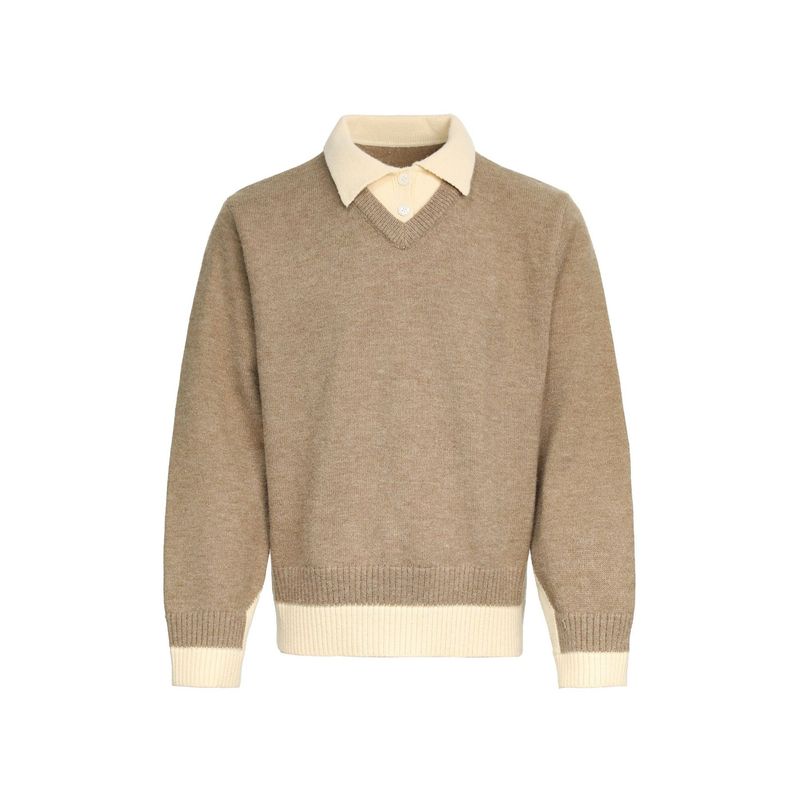 Maglione a collo alto lavorato a maglia in stile coreano antico, semplice, da uomo, autunno 2025, camicia di base in due pezzi_voghion.com