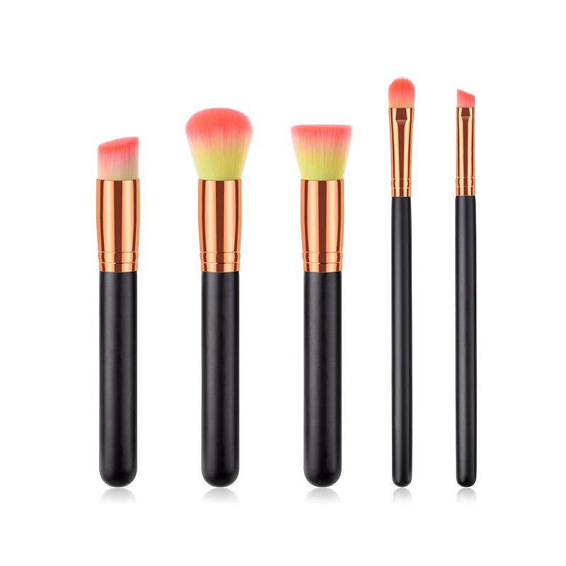 5-teiliges Make-up-Pinsel-Set, Beauty-Tools, Schwarz, Schwarz, Gold, Schwarz, Silber, loser Puderpinsel, Flachpinsel, GUJHUI_voghion.com