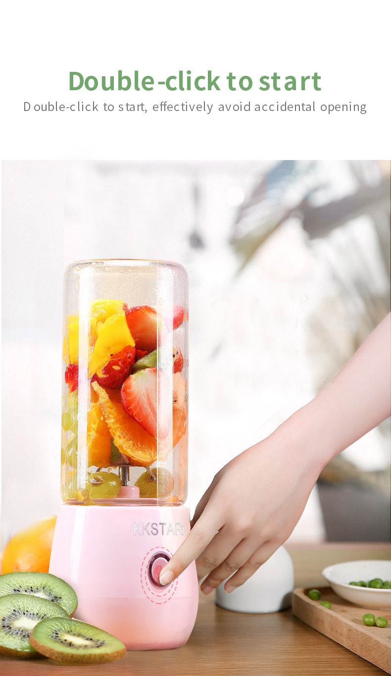 Portable Electric Juicer Blender, 400ml USB Rechargeable Smoothie Cup With 6 Blades, BPA-Free Travel Fruit Juice Maker For Home Gym Office_voghion.com
