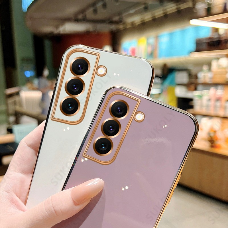 Plating Case For Samsung Galaxy S22 S23 Ultra S21 S20 FE Plus A72 A71 A54 A51 A52 A53 5G Luxury Soft Silicone Bumper Cover Coque_voghion.com