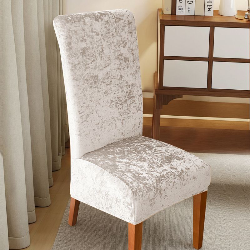 Premium Elastic Velvet Chair Cover - Gold Diamond Pattern For High Back Dining Chairs (Luxury Home & Hotel Use)_voghion.com