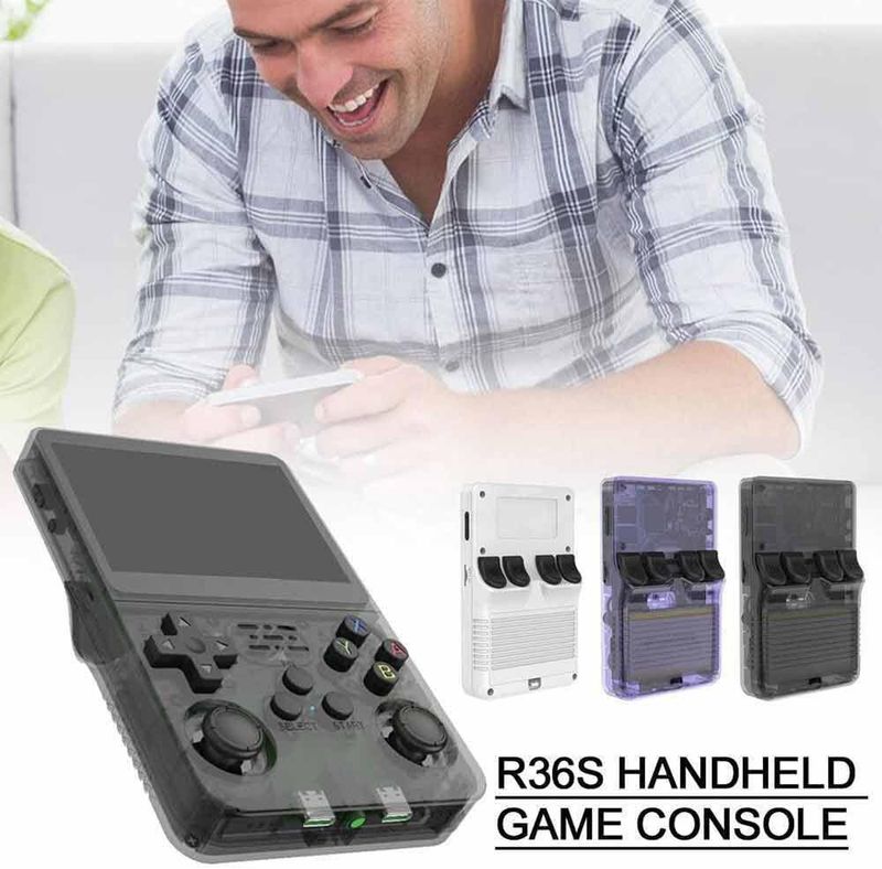 Console de jeux vidéo portable rétro R36S Linux, écran IPS 3,5 pouces, plus de 20 000 jeux, 64 Go_voghion.com