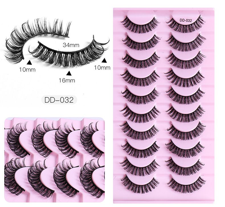 Lash extension set 10 pairs of large curly false eyelashes Natural eyelashes Thick black cotton false eyelashes_voghion.com
