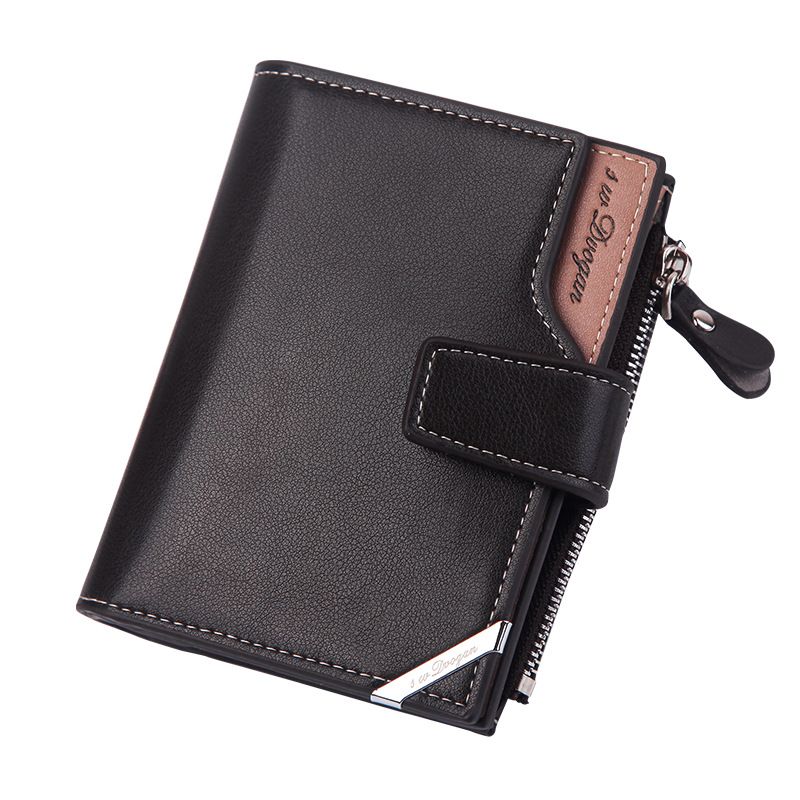 Hengsheng - Nueva cartera corta para hombre, estilo moderno, con múltiples ranuras para tarjetas, gran capacidad, mate, suave, con clip para billetes_voghion.com