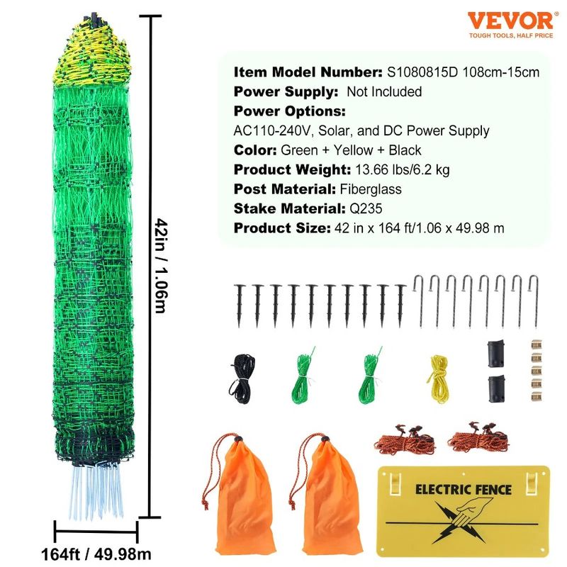 With L Sheep Net Posts Netting PE Goats Mesh X Electric For H Fence Utility DoubleSpiked Stakes 42 164' And L Portable Fencing_voghion.com