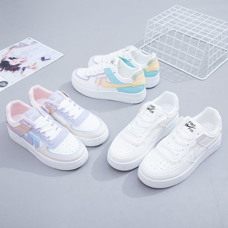 Scarpe da donna con punta rotonda primaverile, scarpe da ginnastica basse con tacco piatto, nuove scarpe casual alla moda, scarpe bianche alla moda, scarpe da donna_voghion.com