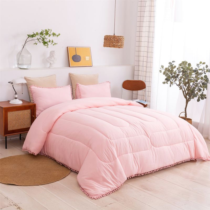 Zakázková třídílná sada s kožešinovou koulí Vio, dekorativní prošívaná deka, zahraniční obchod, velkoobchodní čtyřsezónní sada prošívaného ložního prádla_voghion.com