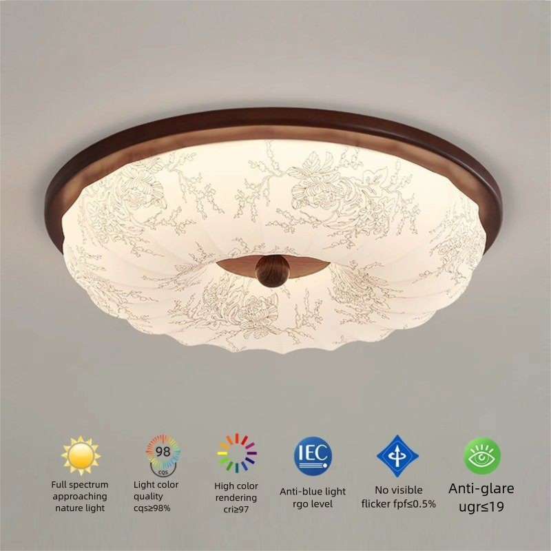 New Song Dynasty Aesthetics 40W Eye Protection Energy-saving Bedroom Ceiling Lamp Intelligent Elf Control_voghion.com