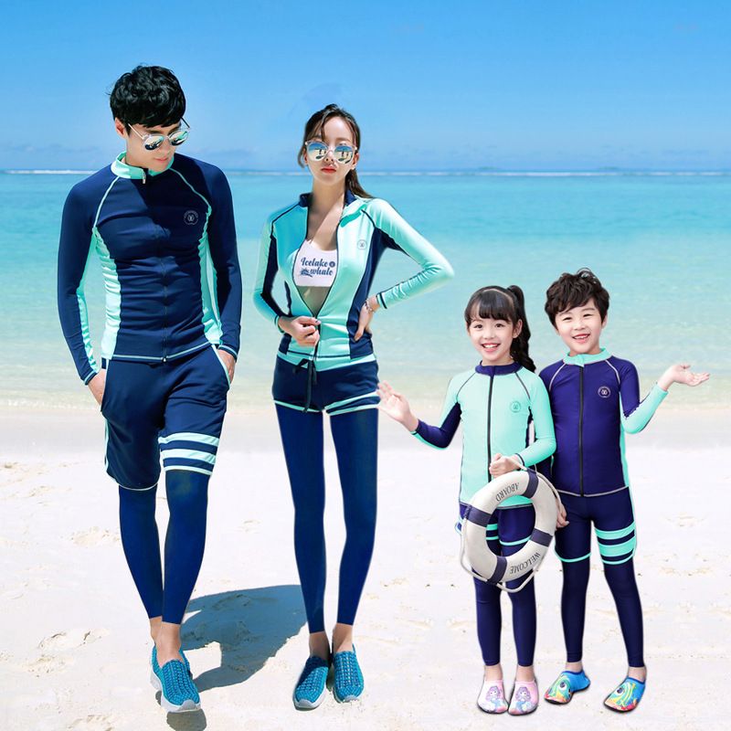 Ropa familiar Traje de baño familiar CuHK pantalones de manga larga para niños traje de neopreno para parejas niños y niñas protector solar separado ropa de medusas de secado rápido_voghion.com