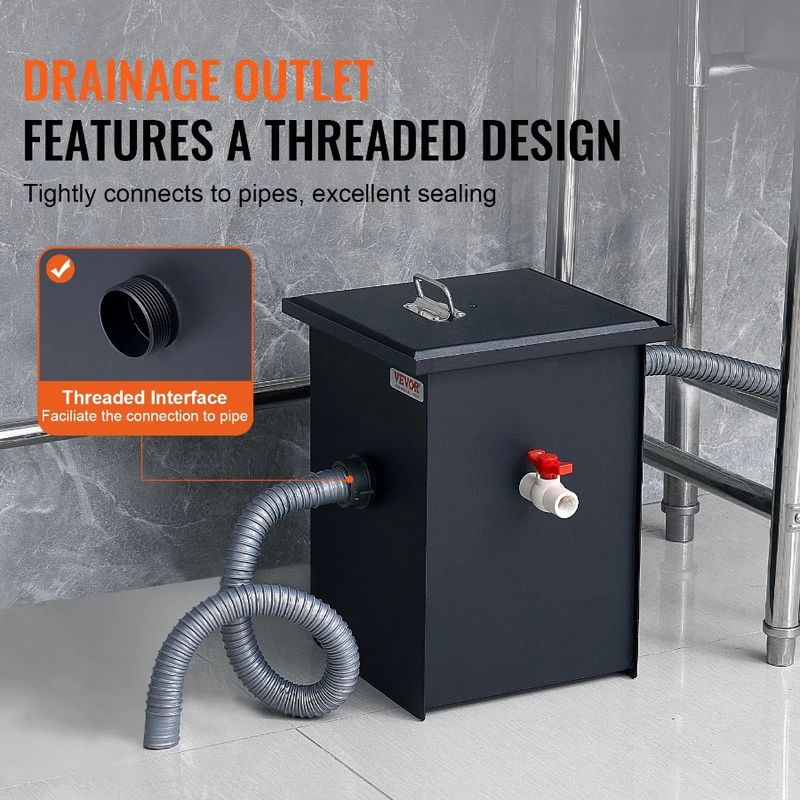 Filtro trappola acqua 8 libbre acciaio rifiuti grasso intercettore carbone commerciale_voghion.com