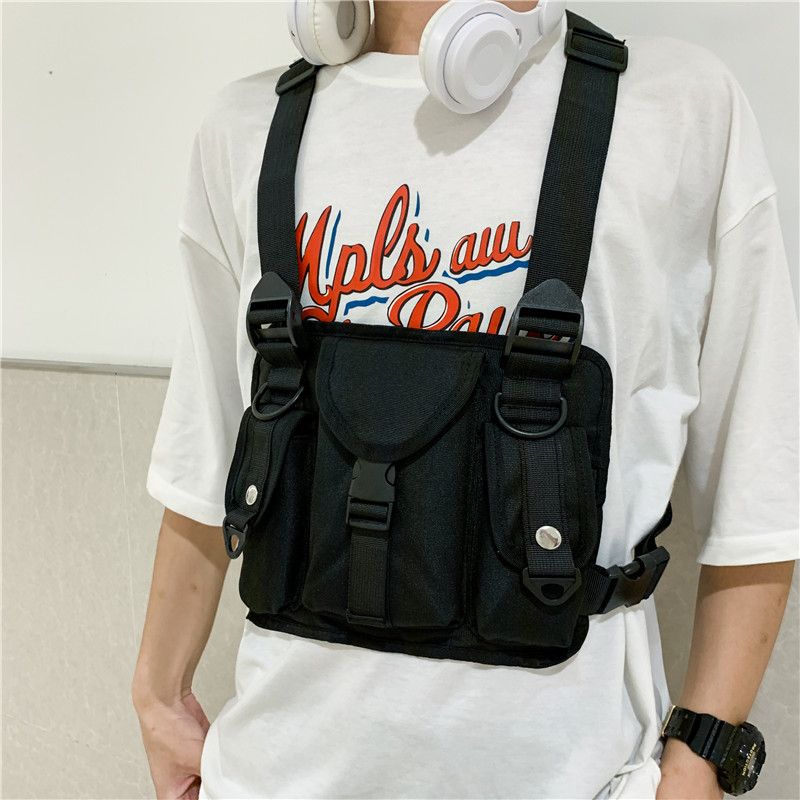 Tactical Ins Trendy Brand Functional Men's Wind Running Exercise Vest Chest Bag_voghion.com