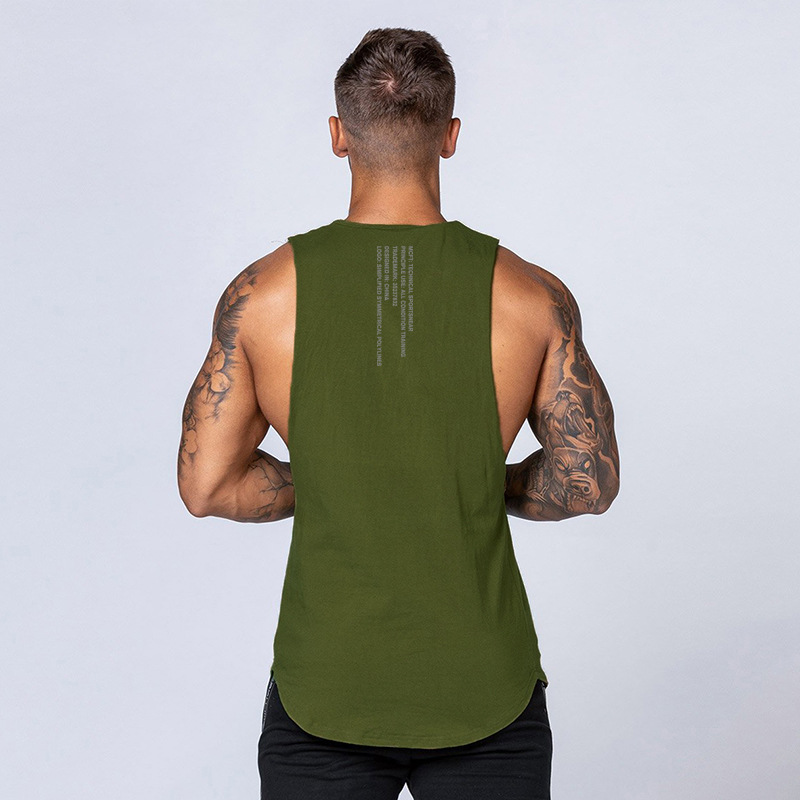 Ärmelloses Bodybuilding-Tanktop für Herren aus Baumwolle für Eisentraining und Fitness, Muskelaufbauübung im amerikanischen Stil,_voghion.com