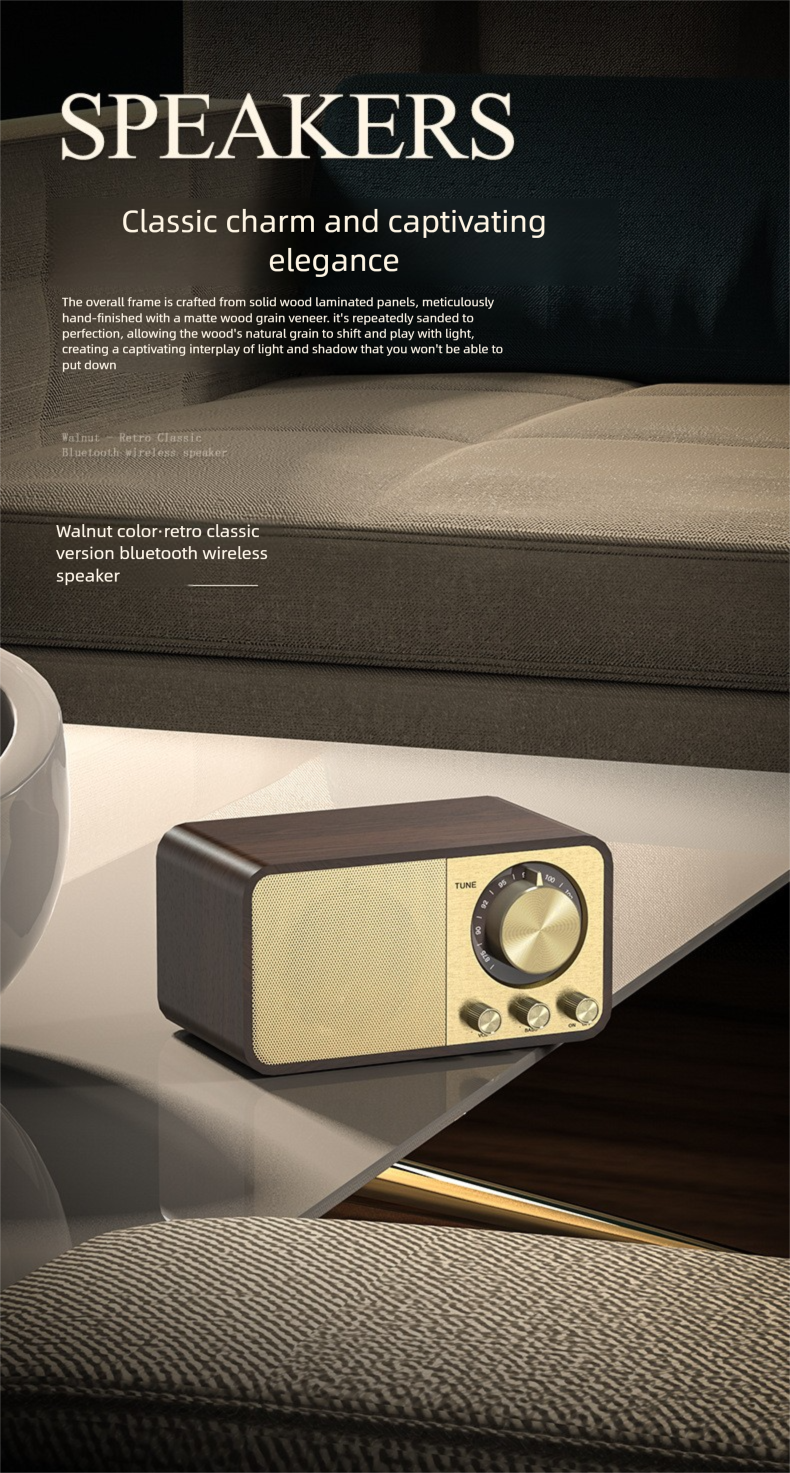 New JY66 Bluetooth Wooden Classical Home Radio Subwoofer Card Slot Small Speaker_voghion.com