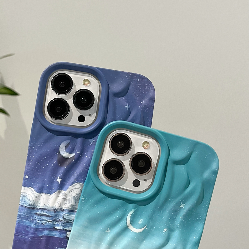Handyhülle Wellenmuster Stärenhimmel a Mier gëeegent fir iPhone 14 Apple 15promax Handyhülle Skin Feel 13 Waasser Sticker 12_voghion.com