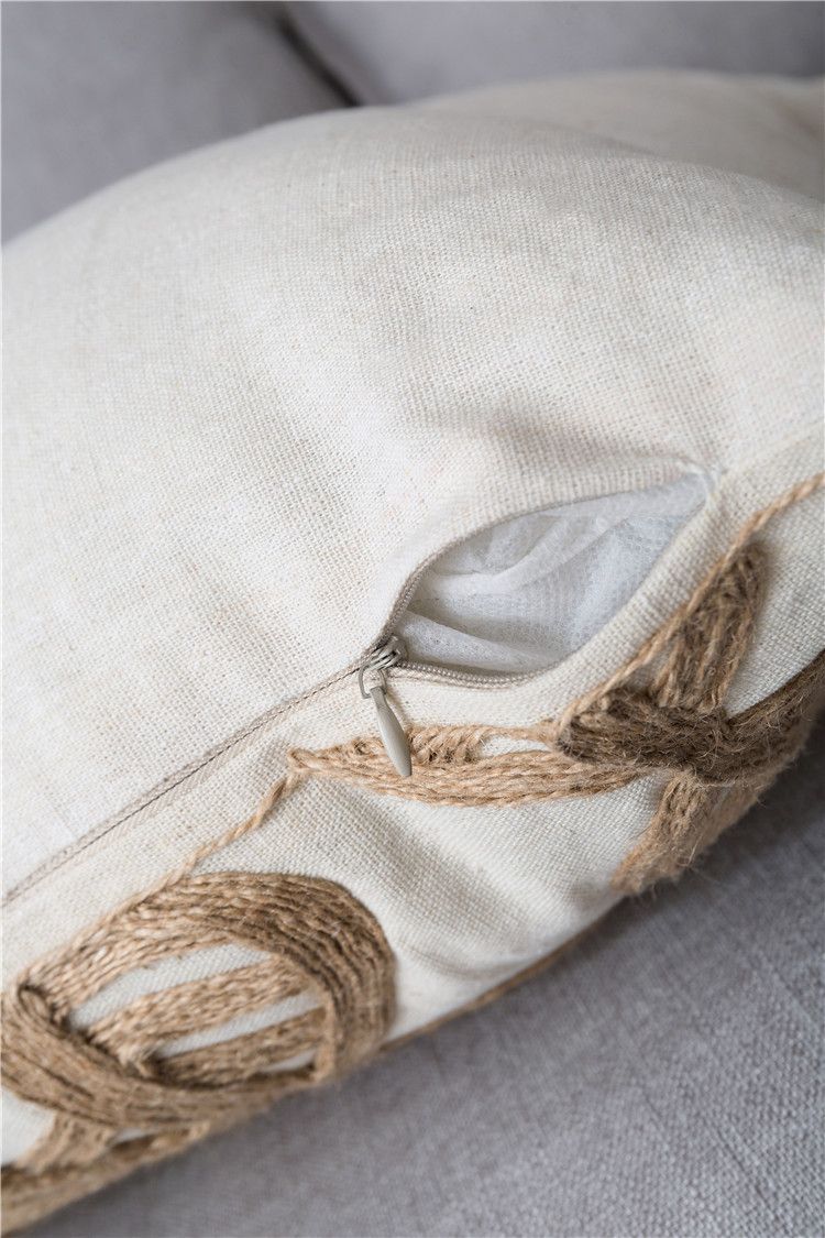 Ziemeļvalstu smagās rūpniecības kokvilnas un lina lapu austs izšūts spilvens Amerikāņu modeļa istabas villas dīvāns izšūts spilvena pārvalks_voghion.com