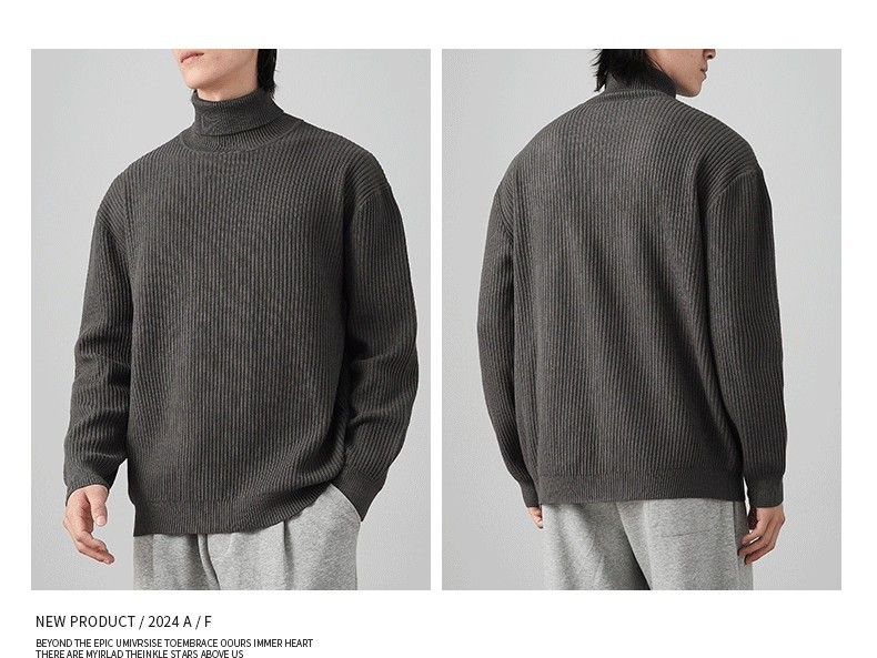 Men's Clothing Solid Color Suit Inner Wear Light High Neck Knit Sweater - 7 Solid Colors Slim Fit Business Casual Pullover For Office & Daily Wear_voghion.com