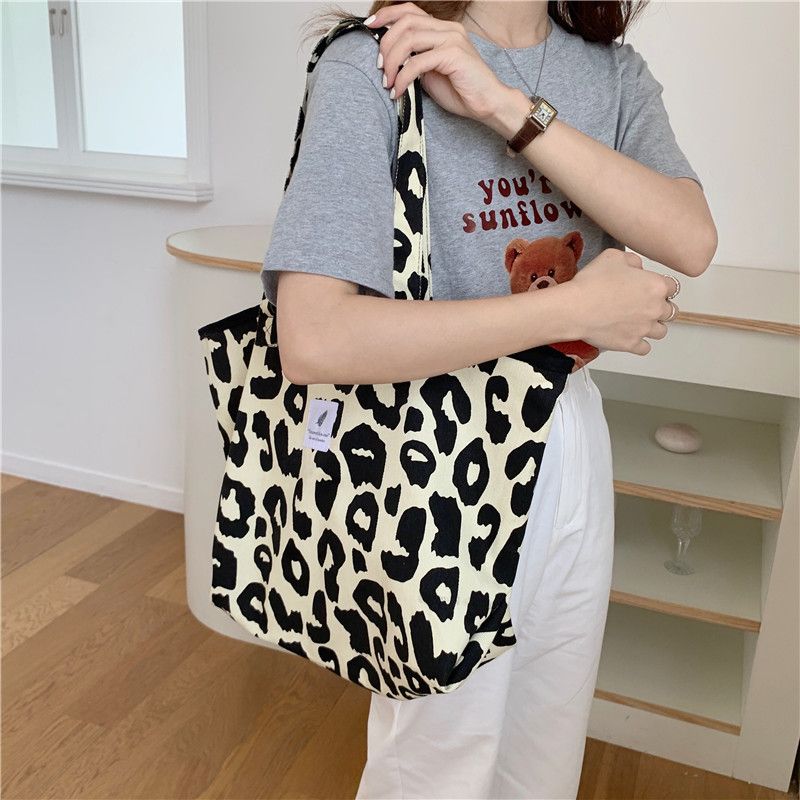 Borsa shopping coreana chic grande casual con tracolla leopardata da donna in tela nuova Bolsa Mujer_voghion.com
