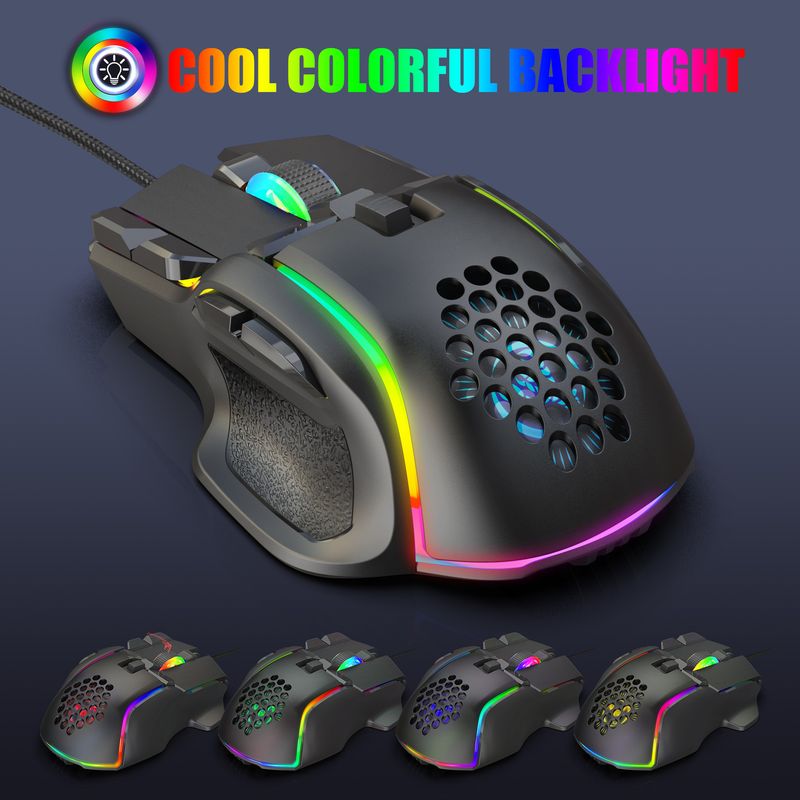 10 key wired gaming, esports mouse, macro programming, 13 RGB light modes, 6 gears, 12800dpi_voghion.com