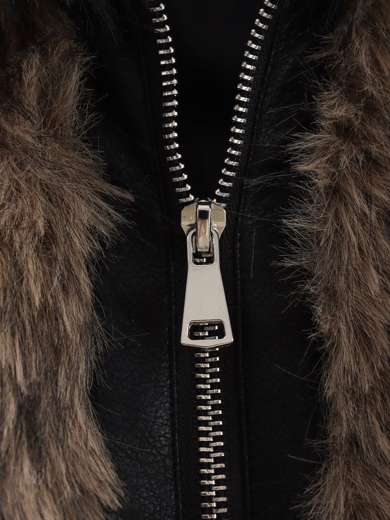 Women's Clothing Trendy Contrast-Trim Faux Fur Jacket – Winter Fashion Coat For Women"_voghion.com