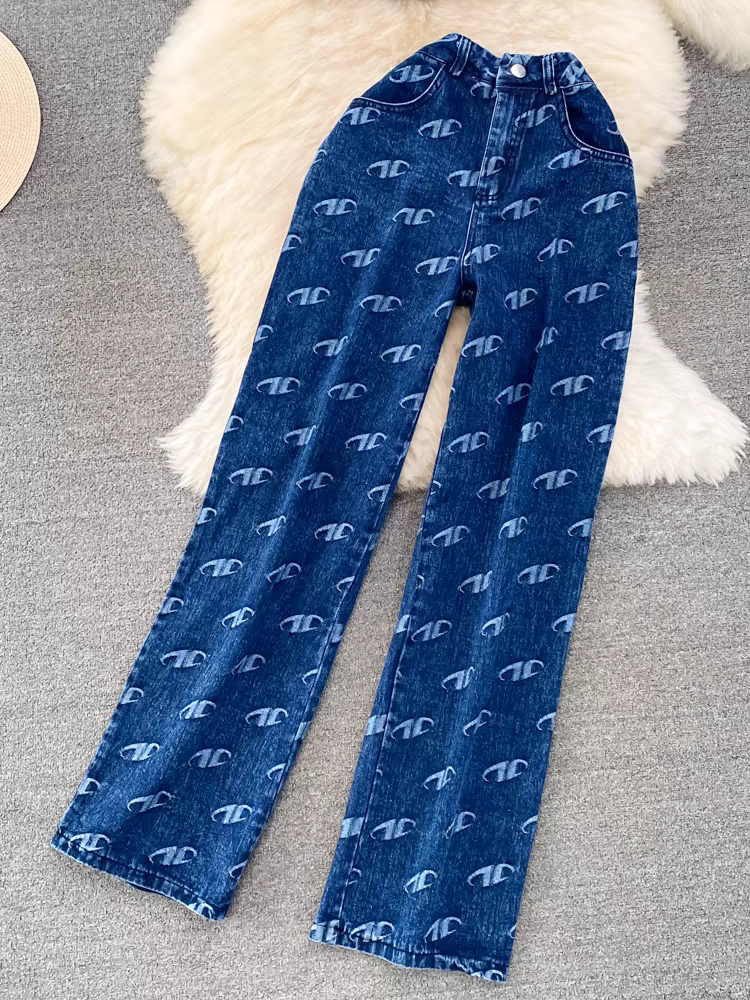 Damenbekleidung Modischer Anzug für Damen, Retro-Temperament, Jeansweste mit Tube-Top, zweiteiliges Set, lässige, schmale, gerade Hose mit hoher Taille_voghion.com