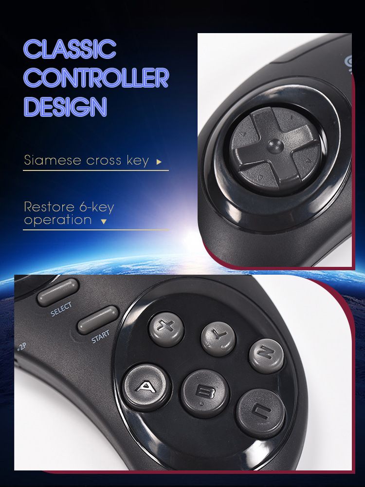 16bitová klasická MD Sega domácí HDMI HD TV konzole, bezdrátová dvojitá herní konzole_voghion.com