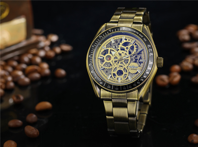 Hot selling winner8152 men's leisure mechanical watch automatic hollow mechanical watch men's steel band watch_voghion.com