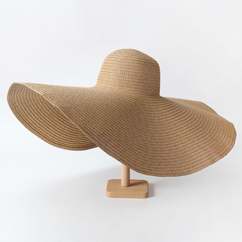 Vendita calda pieghevole da donna oversize floppy paglia 70 cm di diametro grande tesa cappelli estivi da sole Panama viaggio spiaggia cappello all'ingrosso_voghion.com