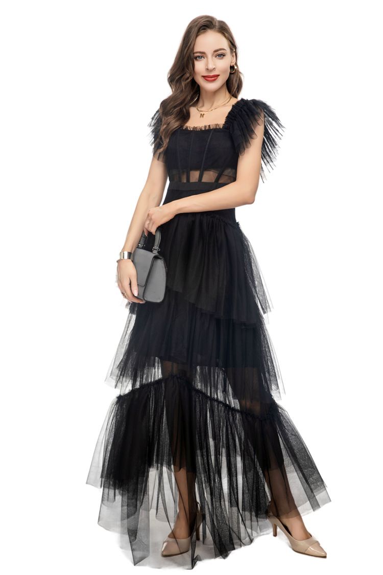 2023 Damen Sommer Neues Produkt Leichtes Luxus Modisches Mesh Taillenkollektion Langes Schlankheitskleid 232207_voghion.com