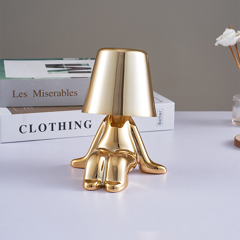 Creative Design of Induction Little Golden Table Lamp Thinker Atmosphere Lamp Decorative Bedhead Lamp Touch Night Lamp_voghion.com